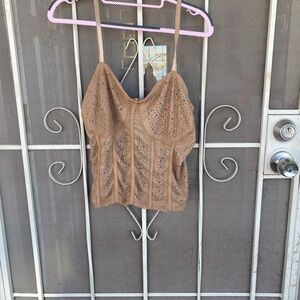 Zenobia Tan Lace Camisole Top